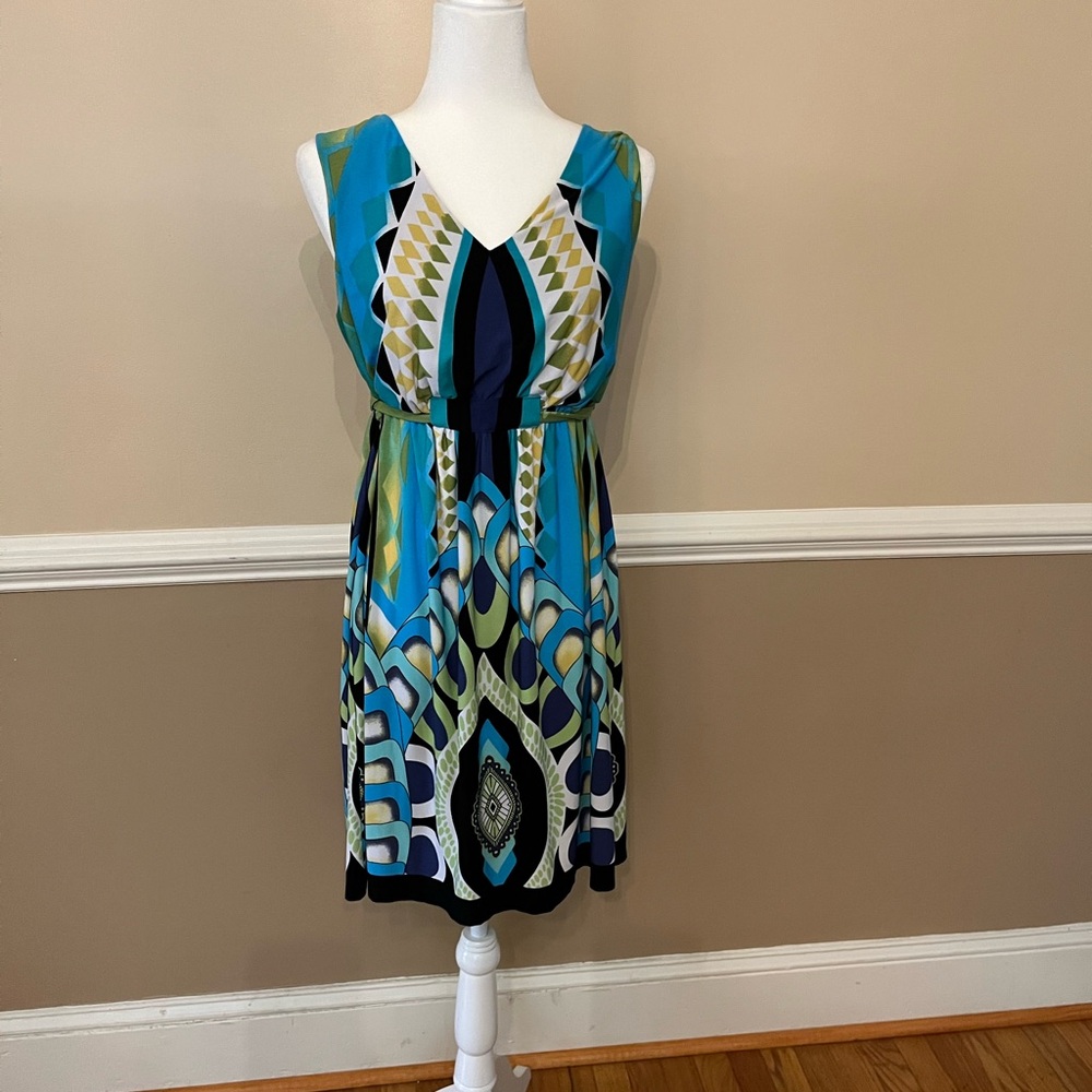 Fenn Wright Manson Stylish Multicolor Geometric Print Dress